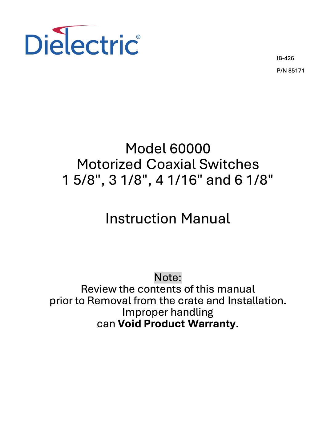 Model 60000 Motorized Coaxial Switches